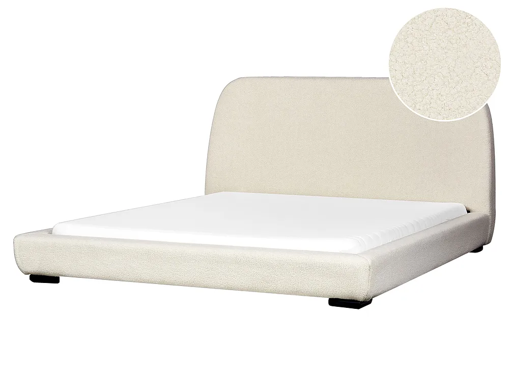 Säng med lamellram Bouclé ROISEL 160 x 200 cm Ljusbeige