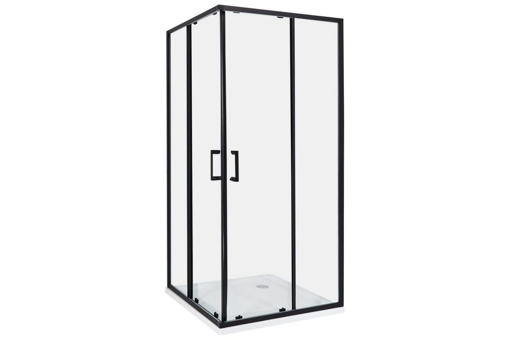 Duschväggar Tela Transparent/svart, 90x90x185 cm