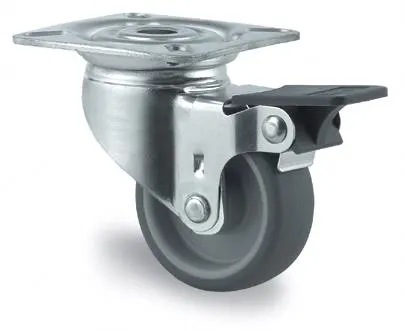 Tente 2477PJO100P50 Länkhjul termogummi, broms, platta 77x67 mm 100 mm - Bild 2