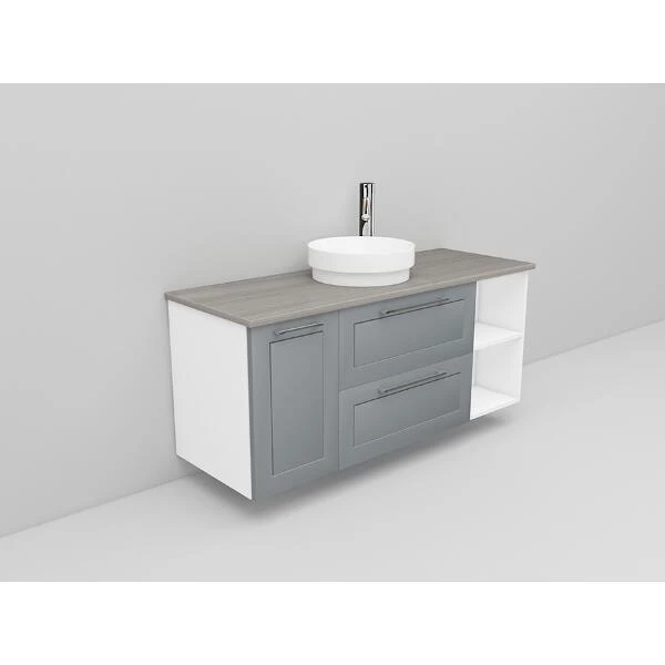 Badrumsmöbel Flexline Modell 164 120cm, Vit, Grå, Ram | Stuvbutiken