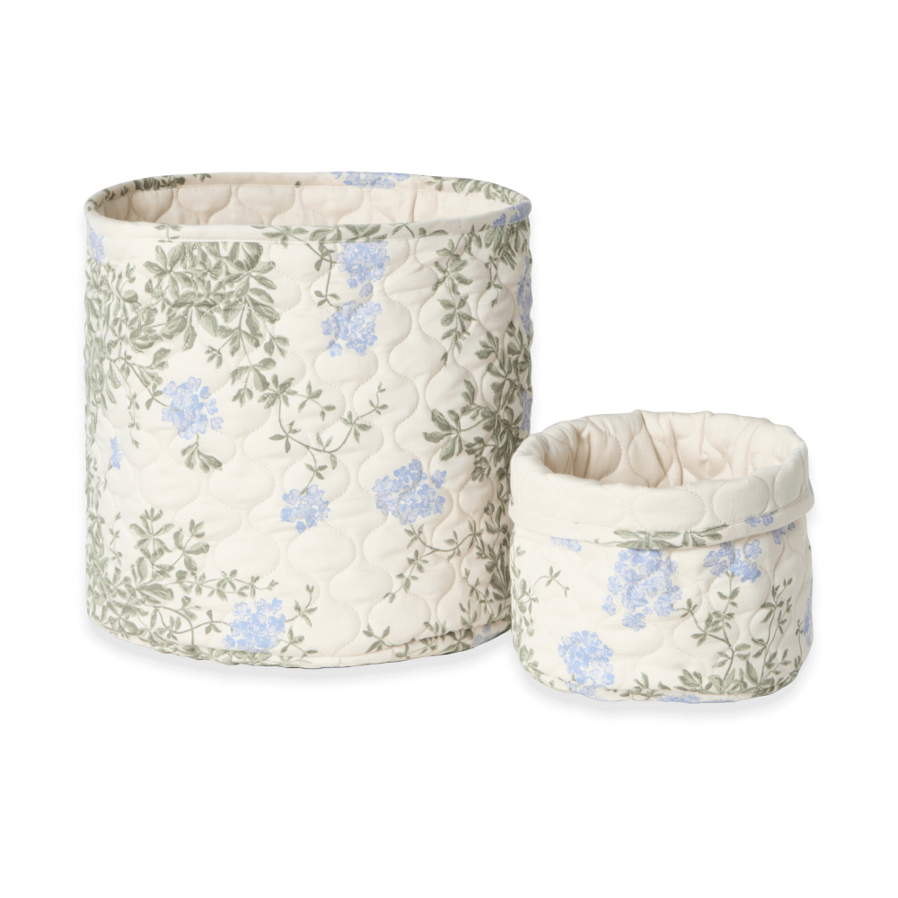 Plumbago Satin quiltad korg 2 delar, 20xØ20 cm + 30xØ30 cm