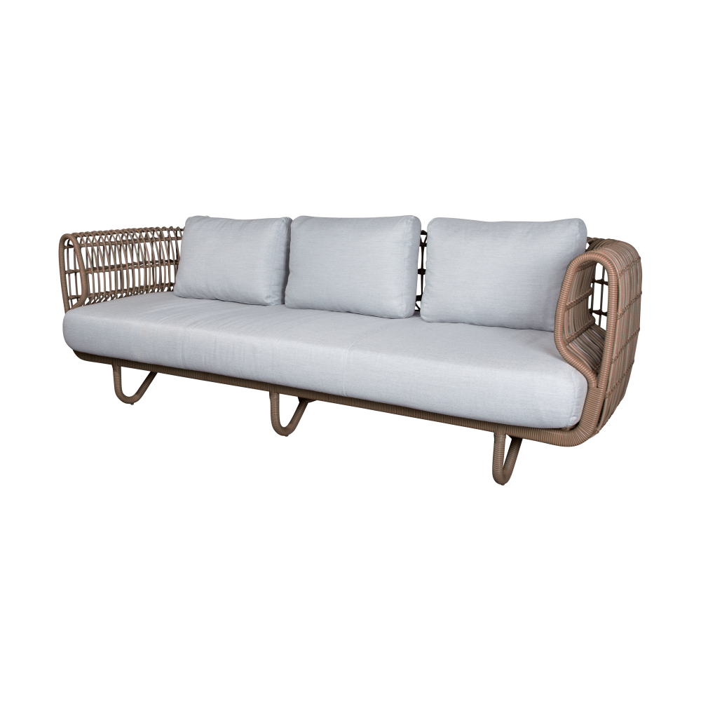 Nest soffa 3-sits weave, Natural, Cane-Line Natté light grey