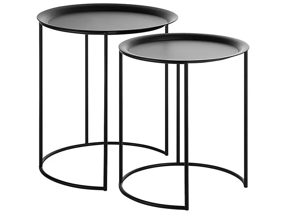 Set med 2 sidobord TWINS Metall Svart
