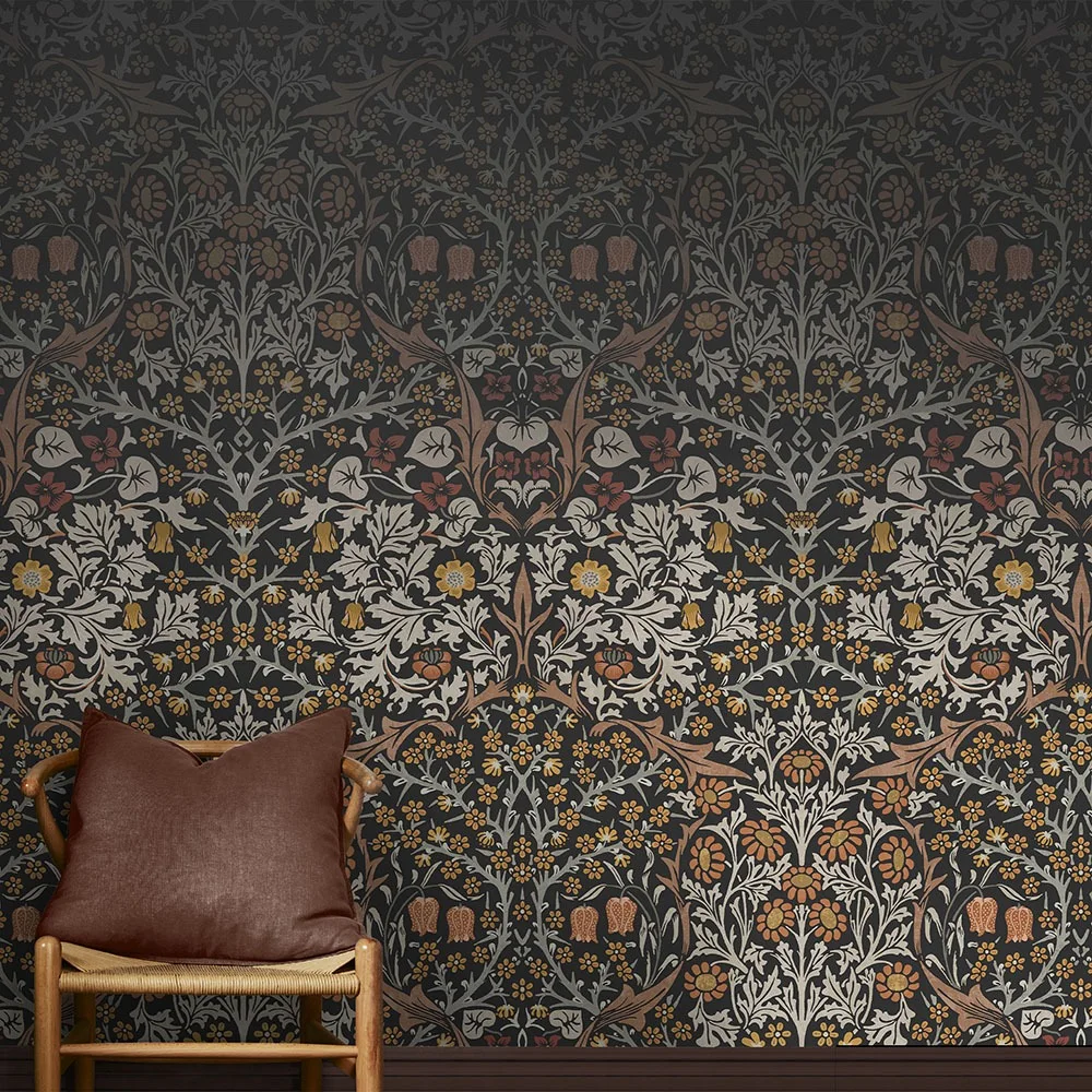 Graham & Brown William Morris At Home 125337 Tapet Blackthorn Charcoal Fixed Size Mural Metallic