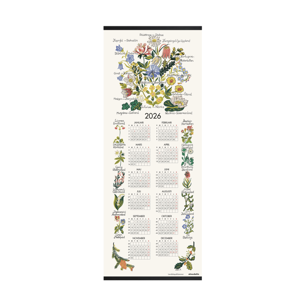 Landskapsblommor kalender 2026, 35x90 cm