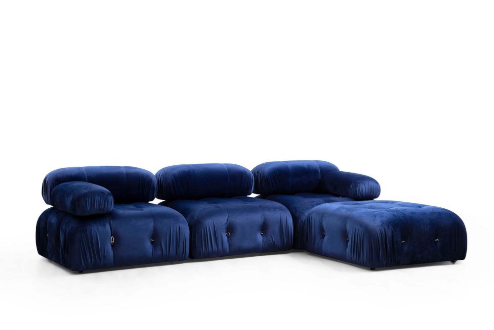 Belgin Bubblig Divansoffa 3-sits 288 cm med fasta armstöd och repdetaljer