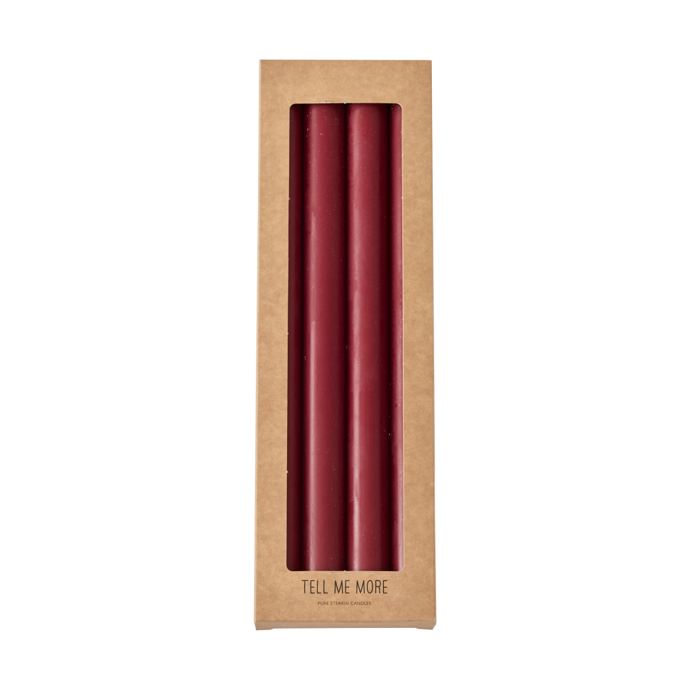 Tell Me More dinner stearinljus 28 cm 4-pack, Mörkröd