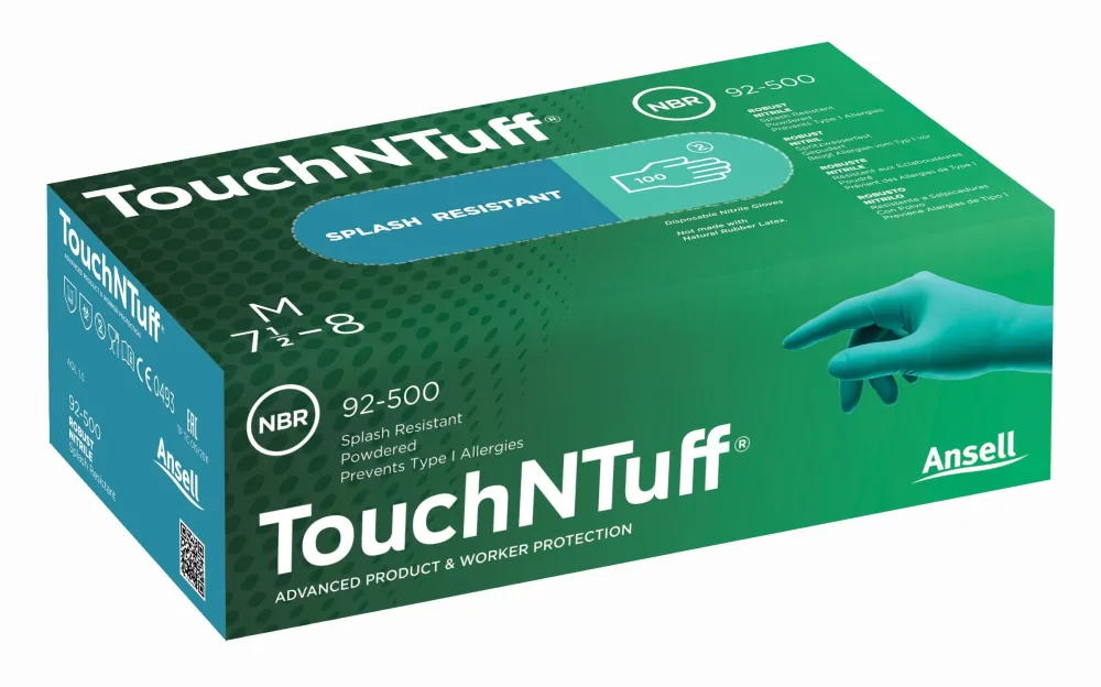 Ansell 92-500 Engångshandske Grön nitril, Pudrad 7,5-8, 100-pack