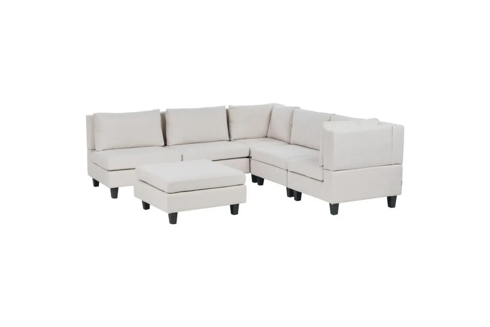 Modulsoffa med fotpall Unstad Beige/svart, Vänstervänd