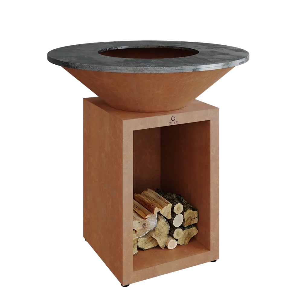 OFYR Classic Storage Corten 100 Grillbord inbyggd vedförvaring, 100 cm