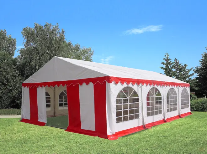 KOSAMA Partytält PVC 6 x 8 m – röd/vit
