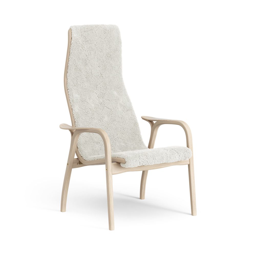 Lamino fåtölj vitpigmenterad ek/fårskinn, Offwhite (vit)