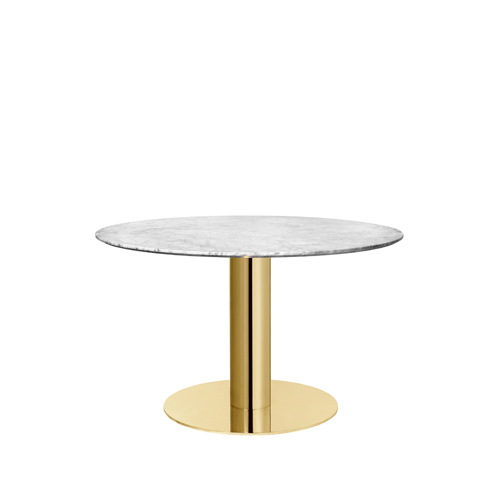 Gubi 2.0 matbord, marble white, ø110, mässingsstativ