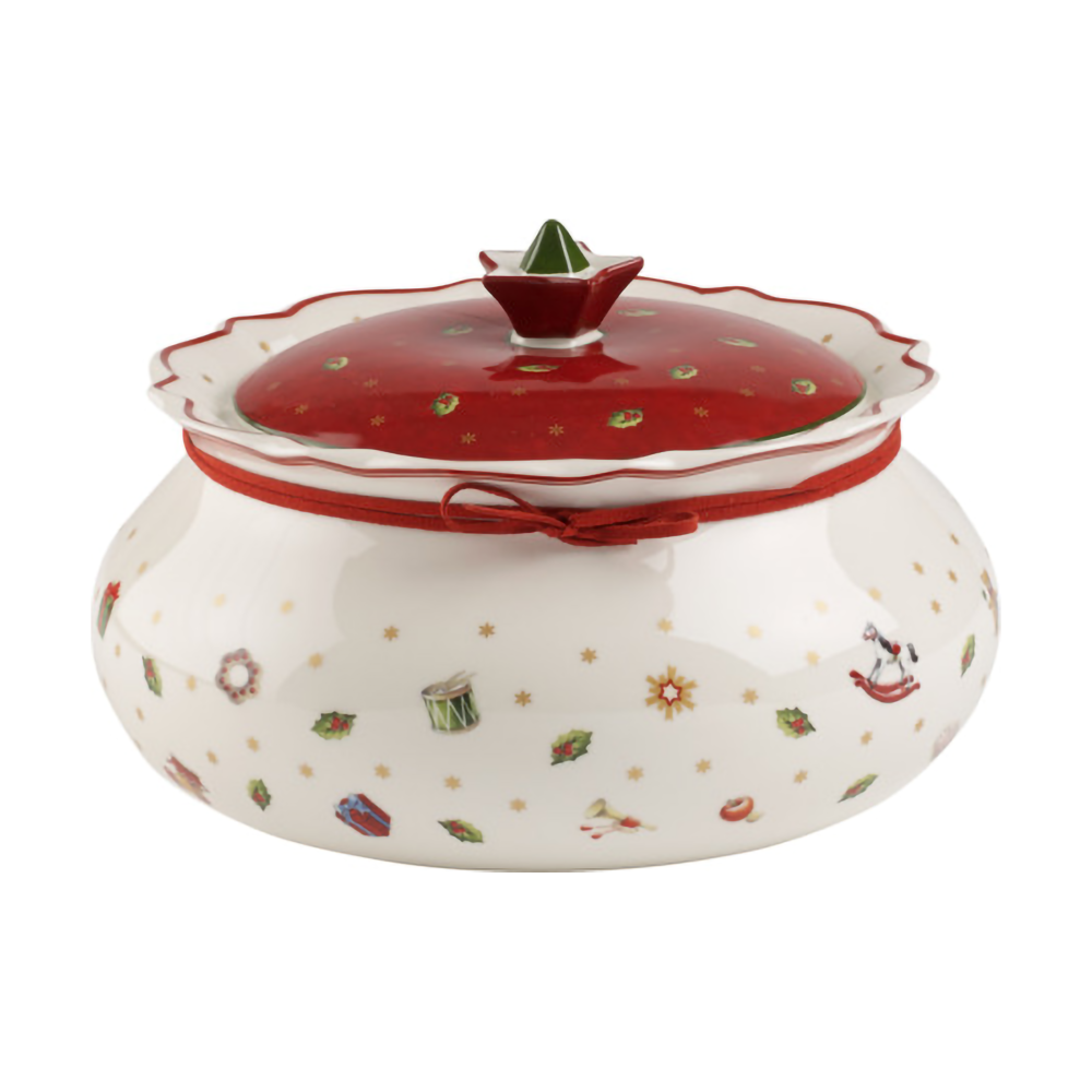 Toy´s Delight burk med lock M 1,9 L, Vit-röd