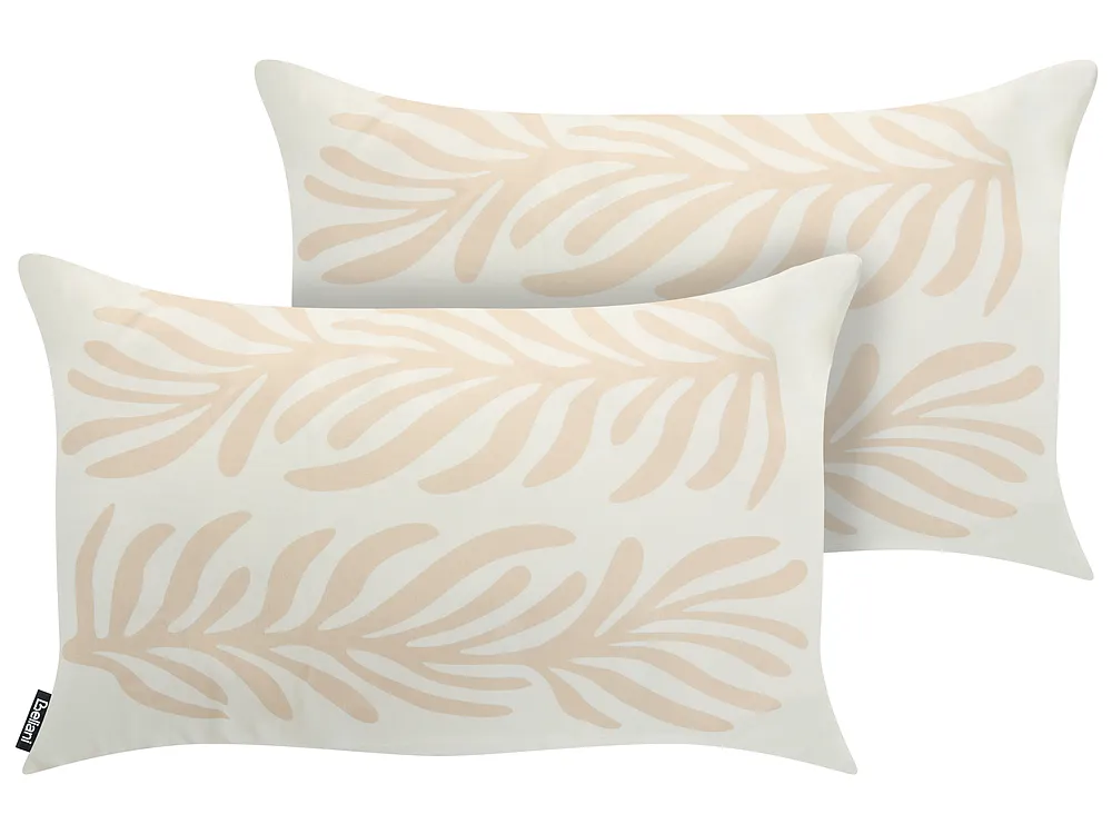 Set med 2 utomhusdynor ALISMA Växtmotiv 30 x 50 cm Ljusbeige