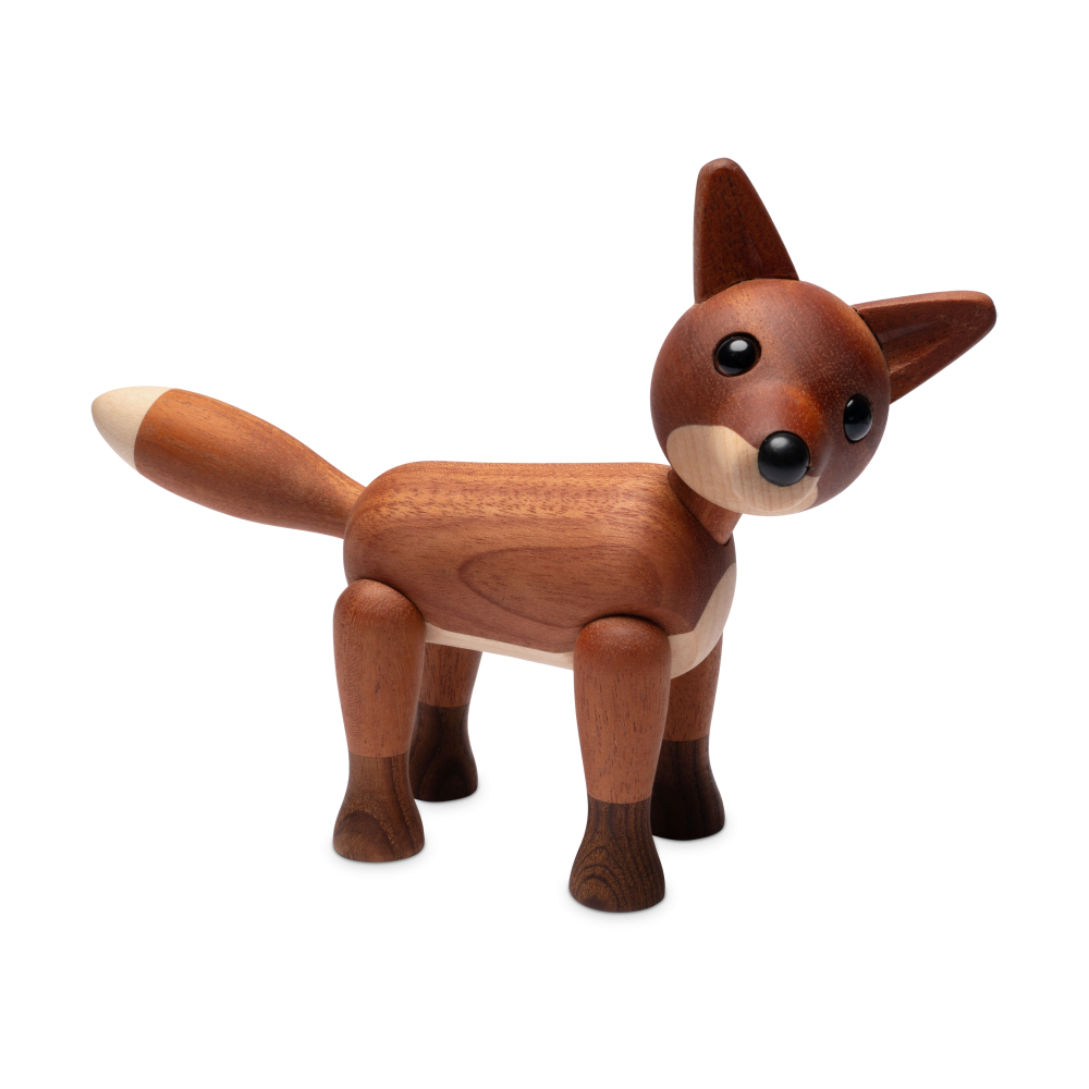 Foxy räv dekoration 12 cm, Mahogny