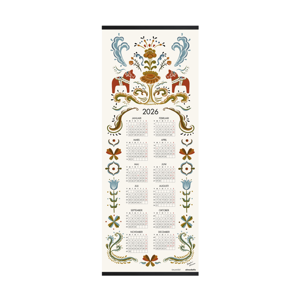 Dalahäst kalender 2026, 35x90 cm
