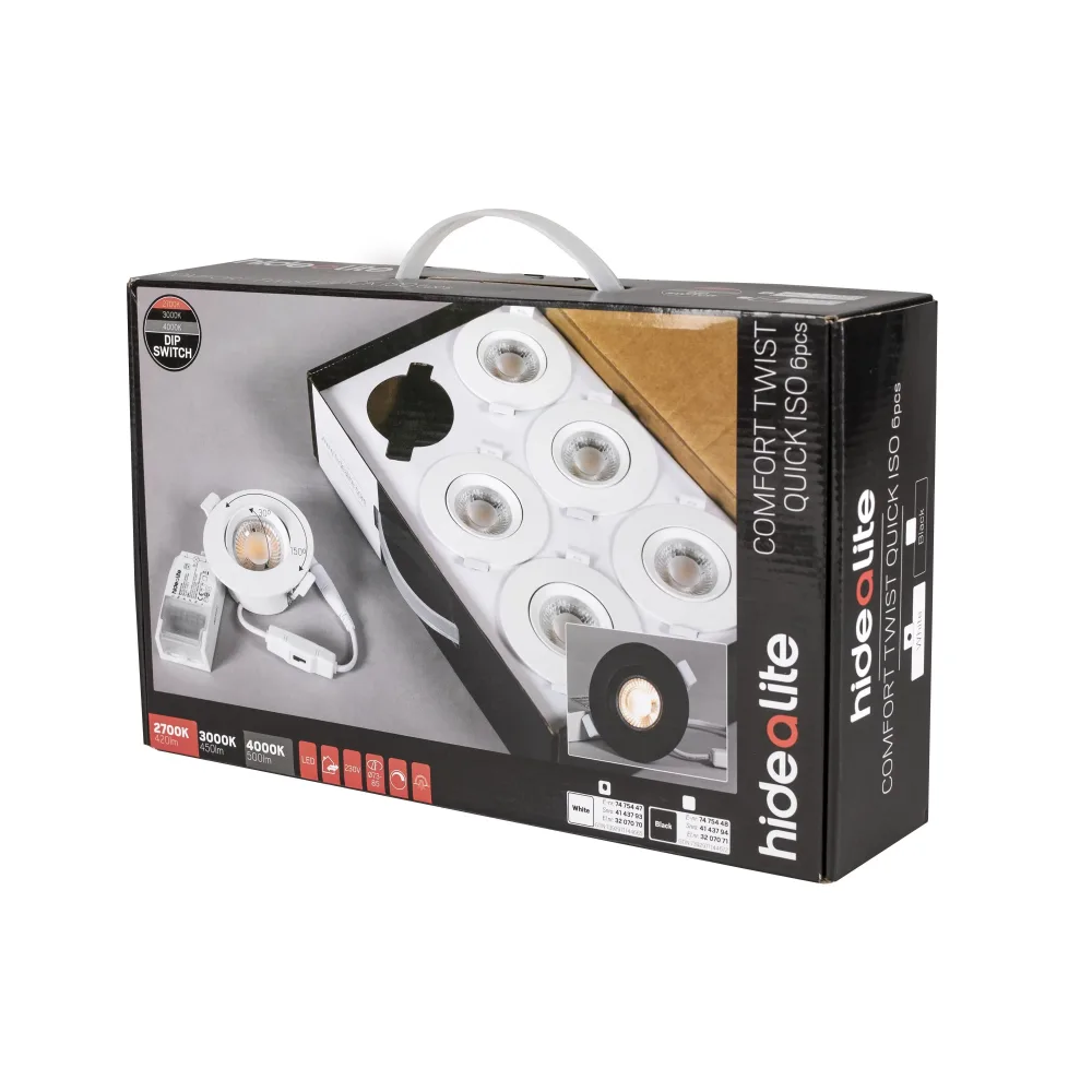 Hide-a-Lite Comfort Twist Downlight 6-pack, vit