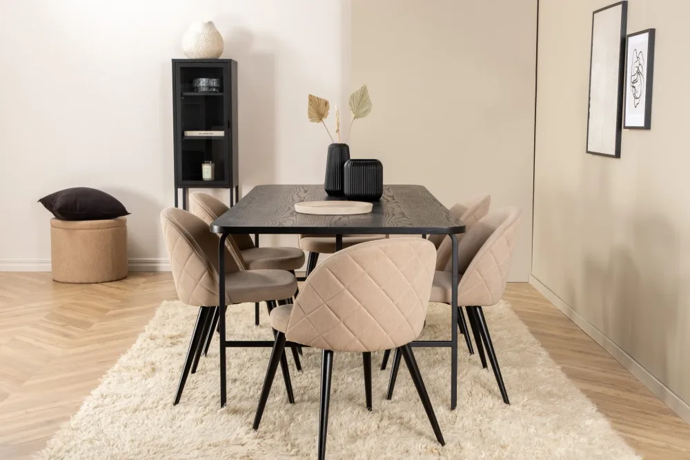 Uno Matgrupp 200 cm Rektangulär med 6 Velvet stolar