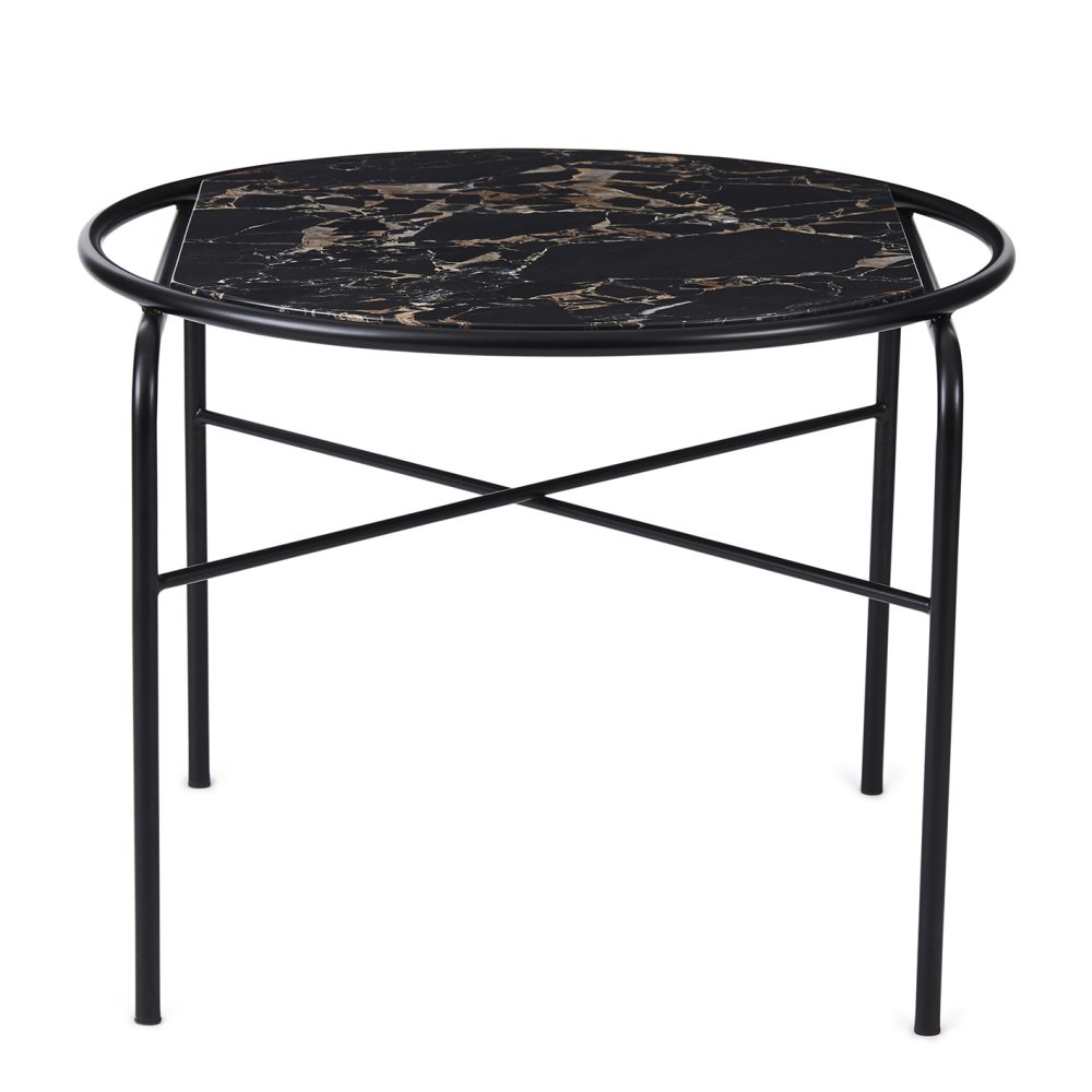 Secant soffbord marmor Ø60 cm, Black-gold