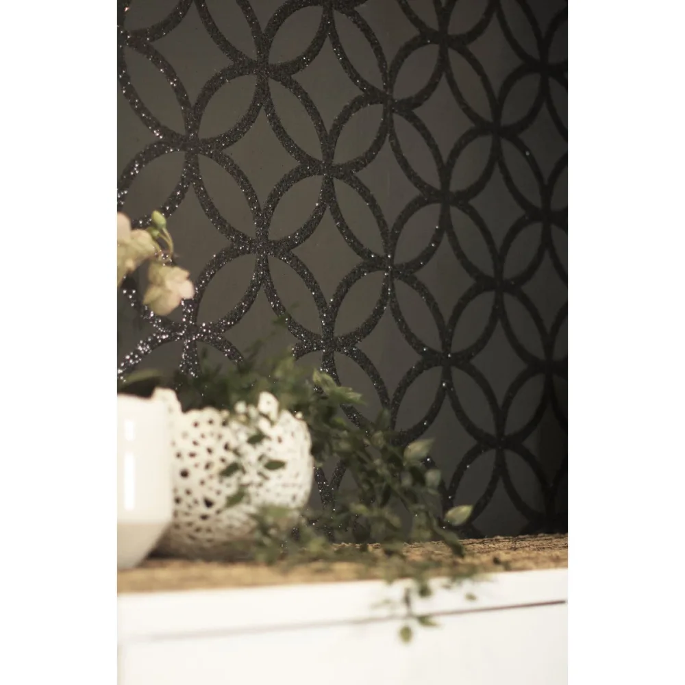 Fantasia III Sequin Geo Black 921708 Svart Tapet | Stuvbutiken - Bild 3