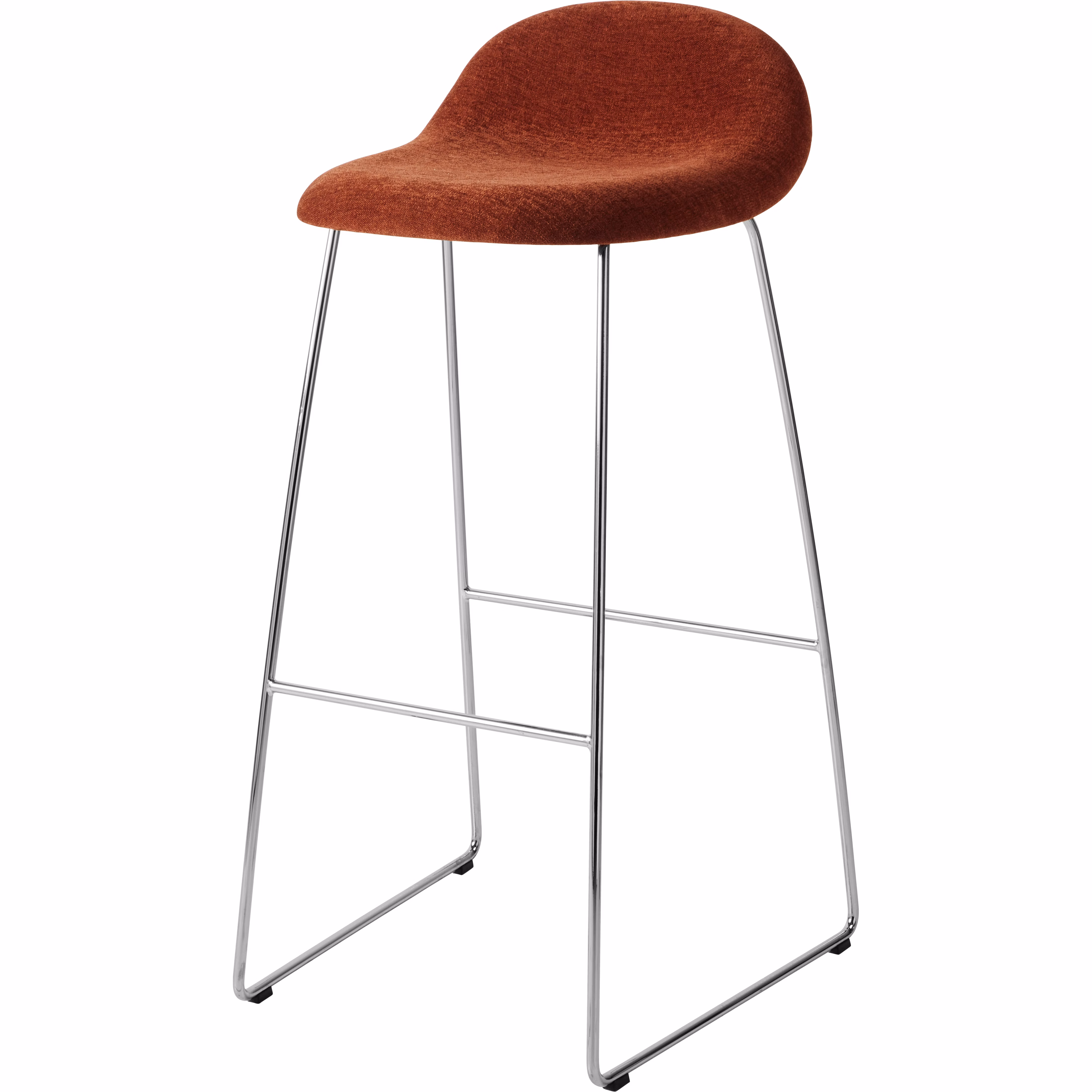 GUBI 3D Barstol H75, Rostfritt Stål / Belsuede Special Dedar 133