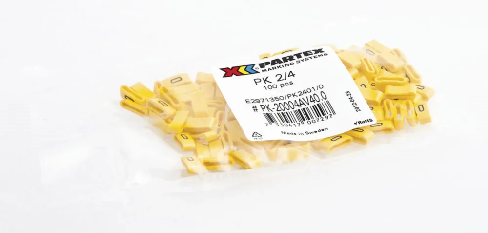 Partex PA2401/K Kabelmärkning bokstäver, Ø4-10 mm, 100-pack K