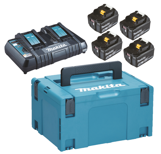 BATTERI & TVÅPORTSLADDARE 18V 4X18V 5,0AH