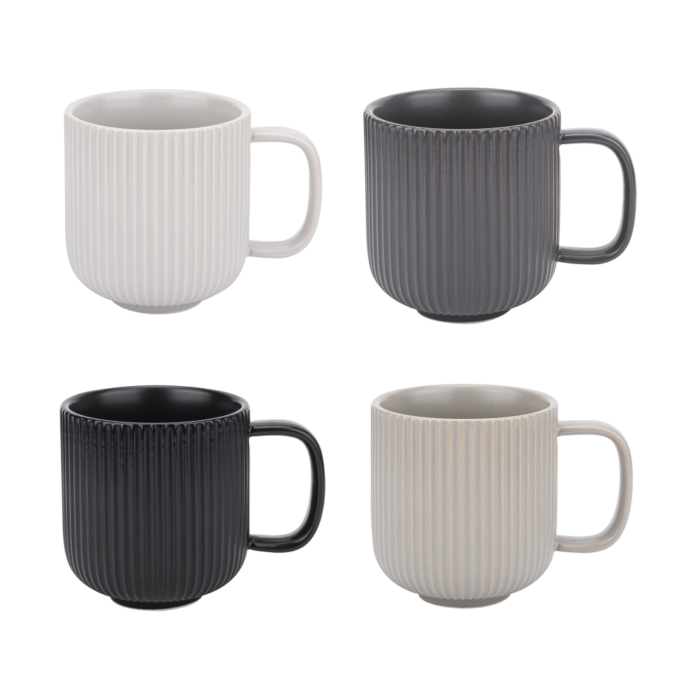 Duga XL mugg 35 cl 4-pack, Vit, sandgrå, antracit, svart
