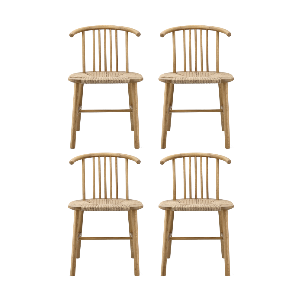 VIOR matstol flätad sits, Lackerad ek-natur, 4-pack