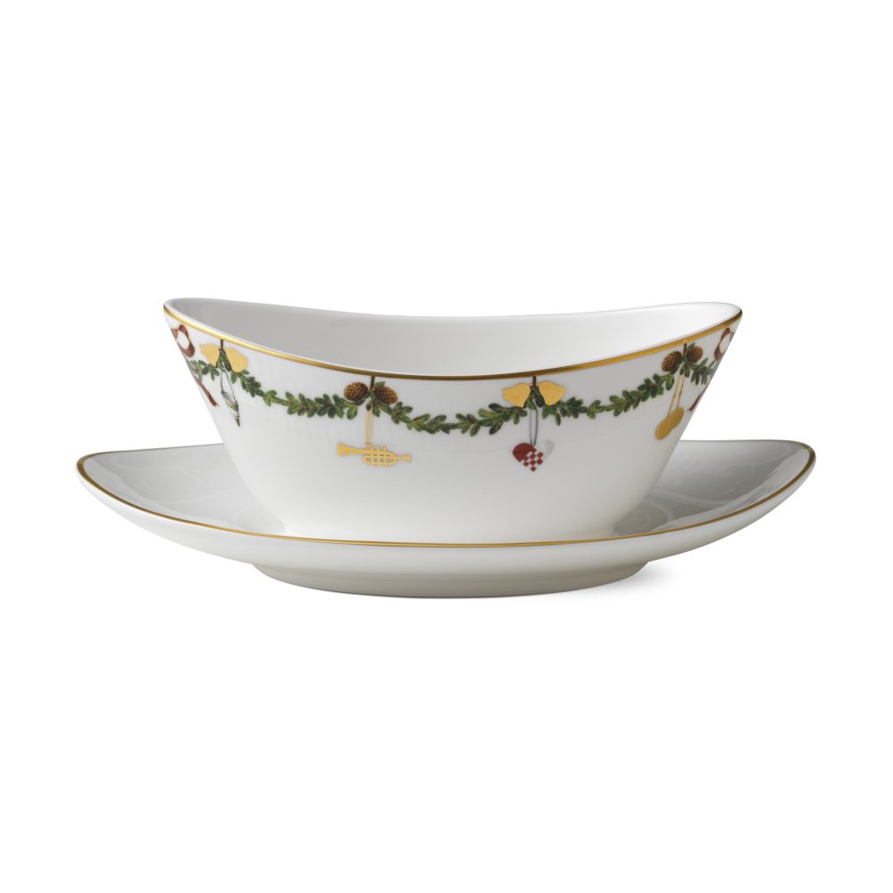 Star Fluted Christmas såsskål med fat, 43 cl