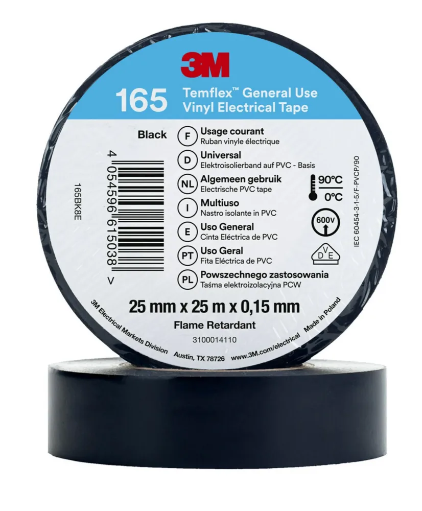3M Temflex 165 Eltejp 20m x 19mm Vit
