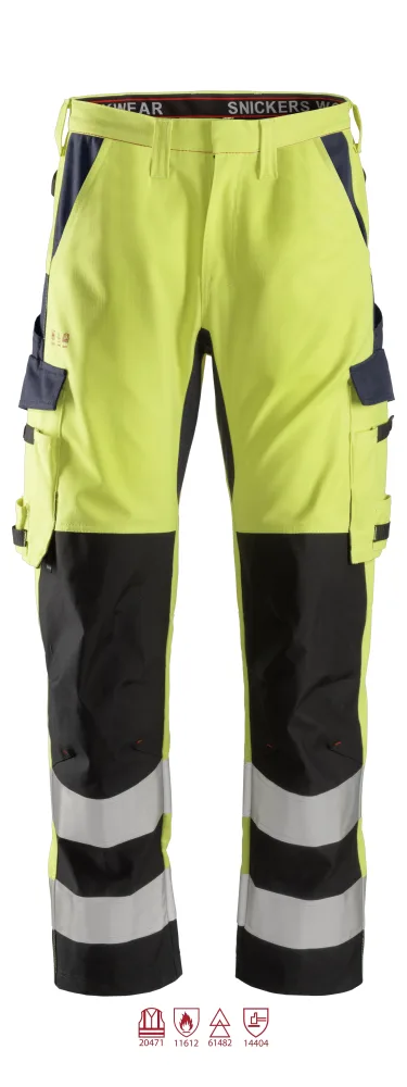 Snickers Workwear 6364 ProtecWork Arbetsbyxa varsel, gul/marinblå 148