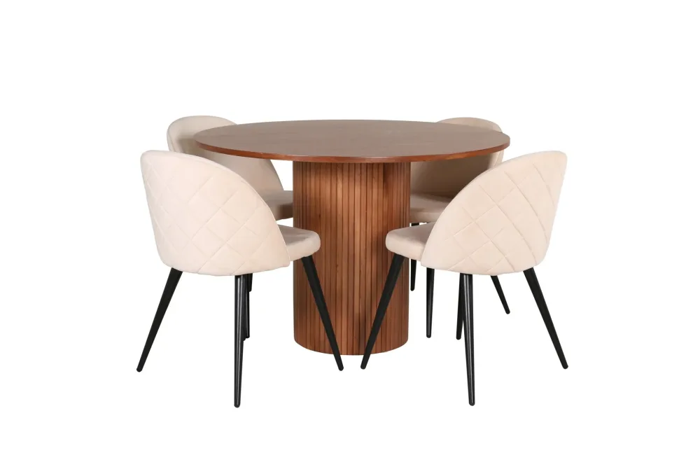 Bianca Matgrupp 110 cm Rund med 4 Velvet stolar