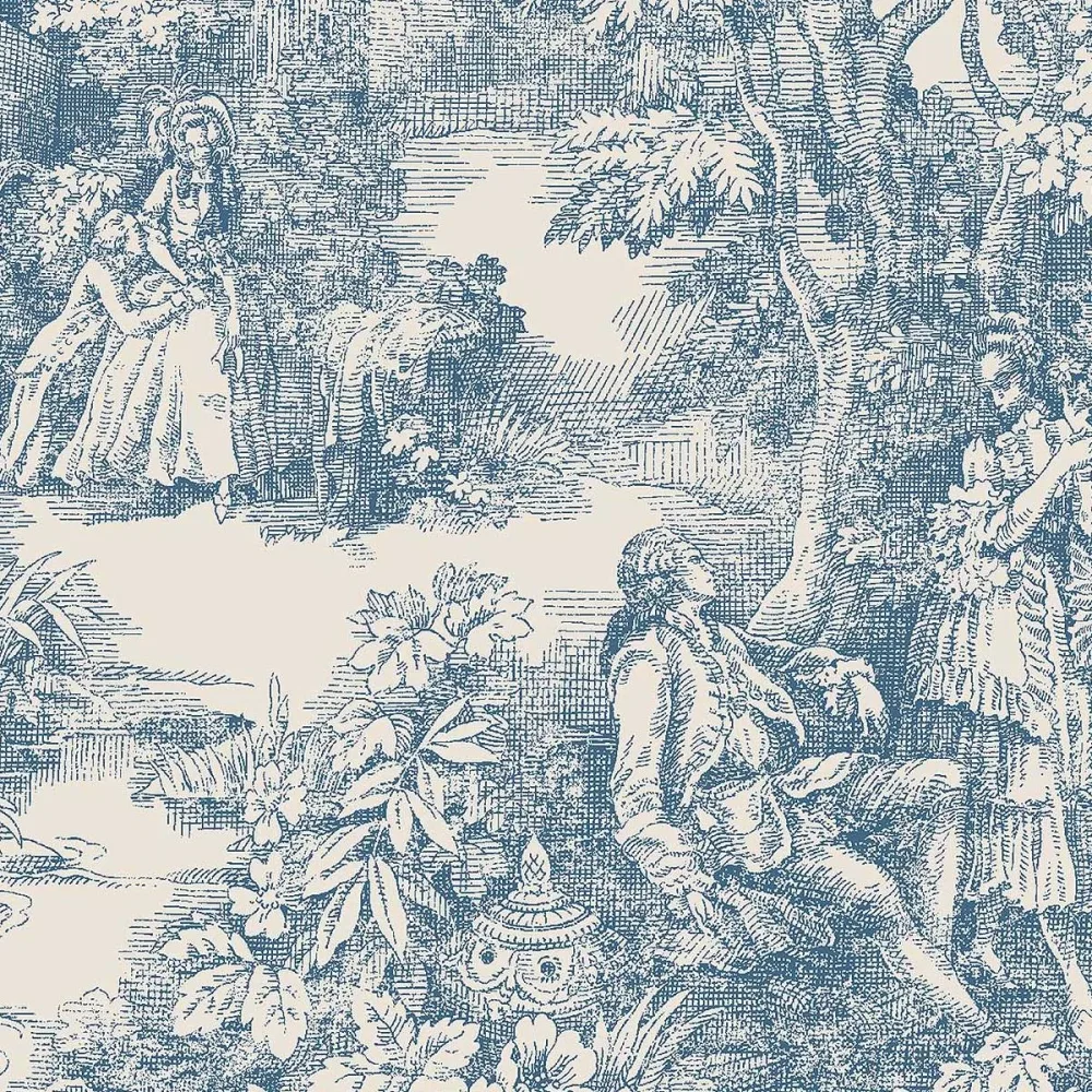 Tapet Adorn Toile de Jouy 7767 Blå Klassisk