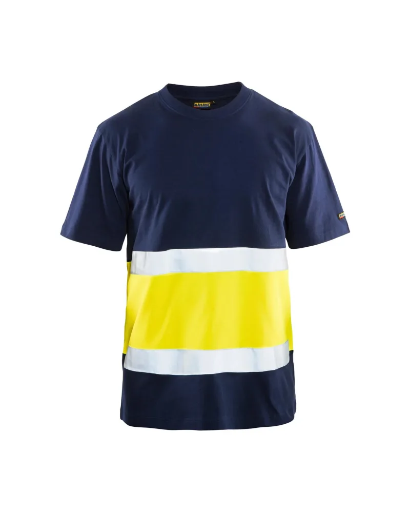 Blåkläder 338710308833S T-shirt marinblå/varselgul Stl S