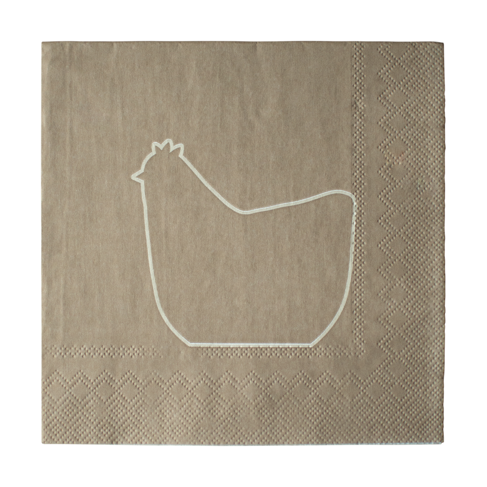 Happy hen pappersservett 33x33 cm 20-pack, Brown