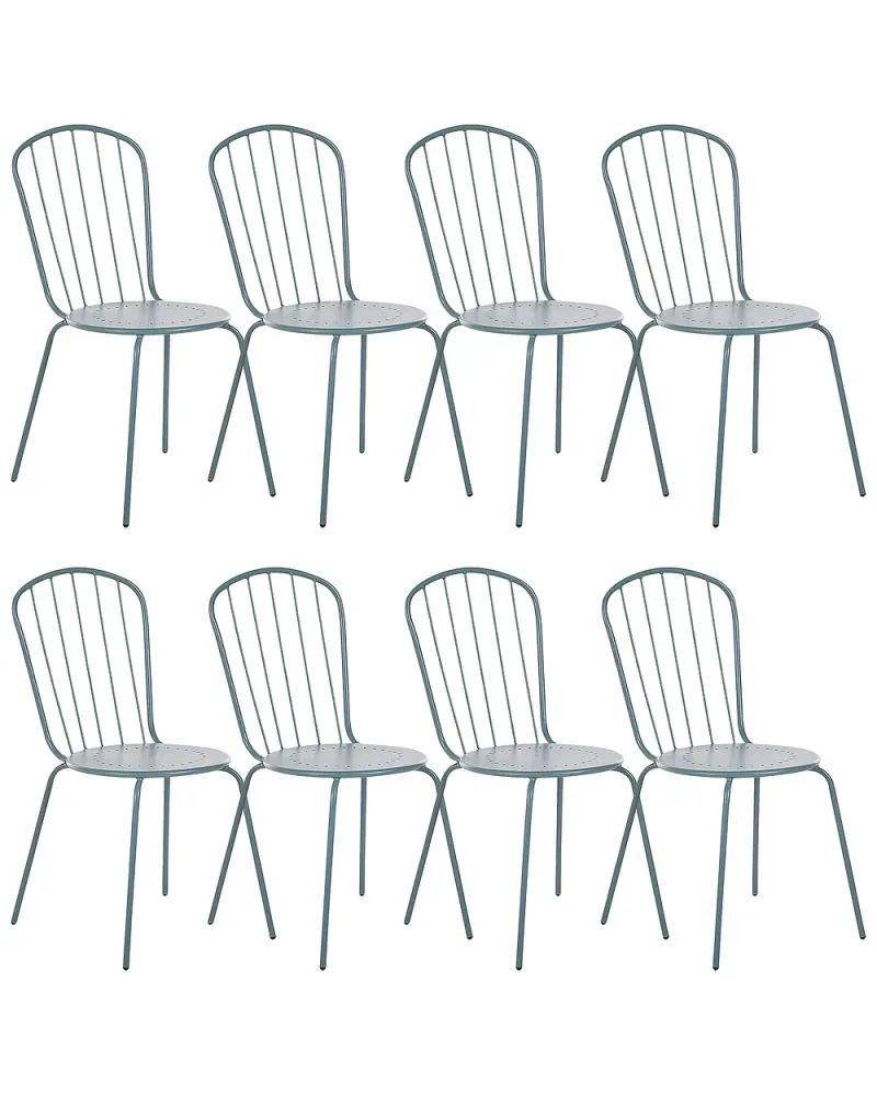 Set med 8 stolar CALVI Metall Ljusblå