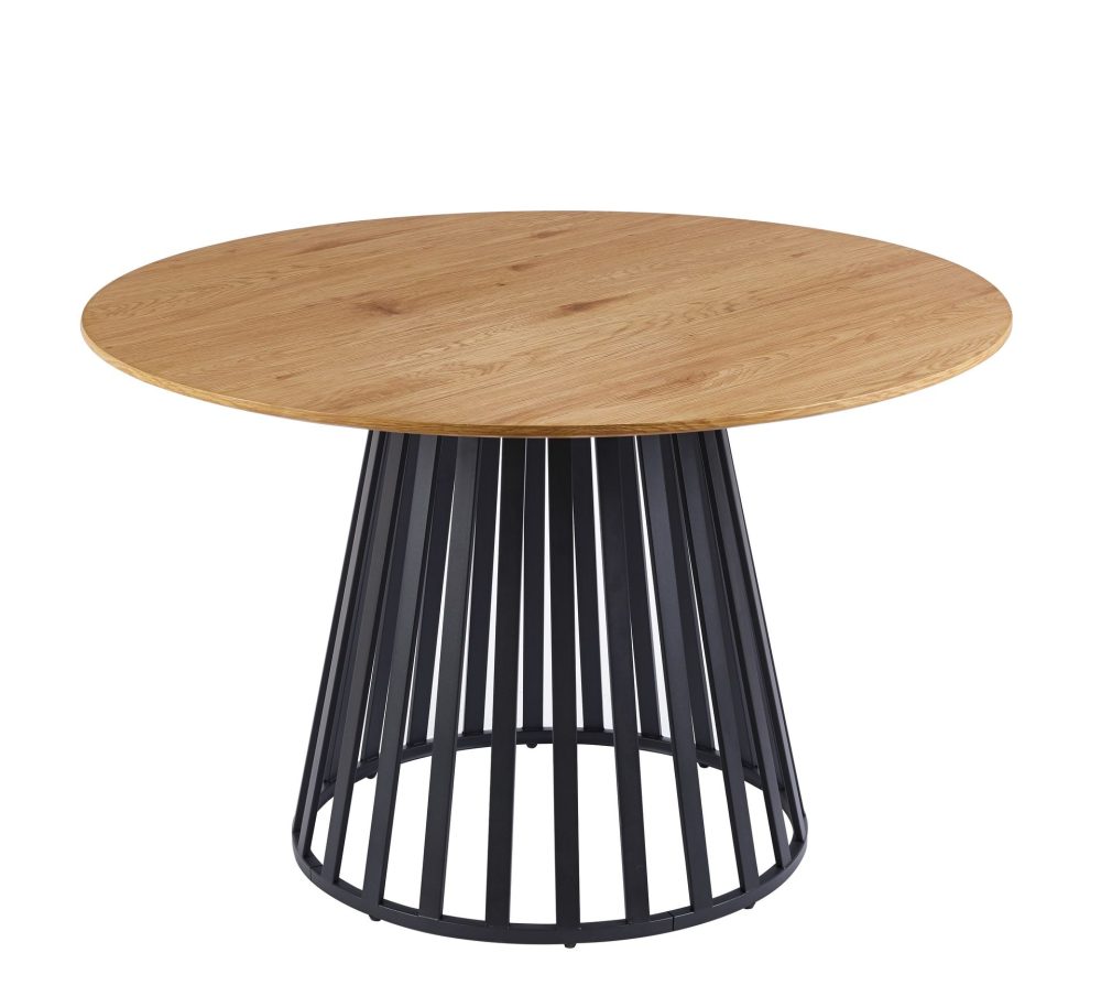 Inez runt matbord Ø120 cm ekfanèr / Svart metall