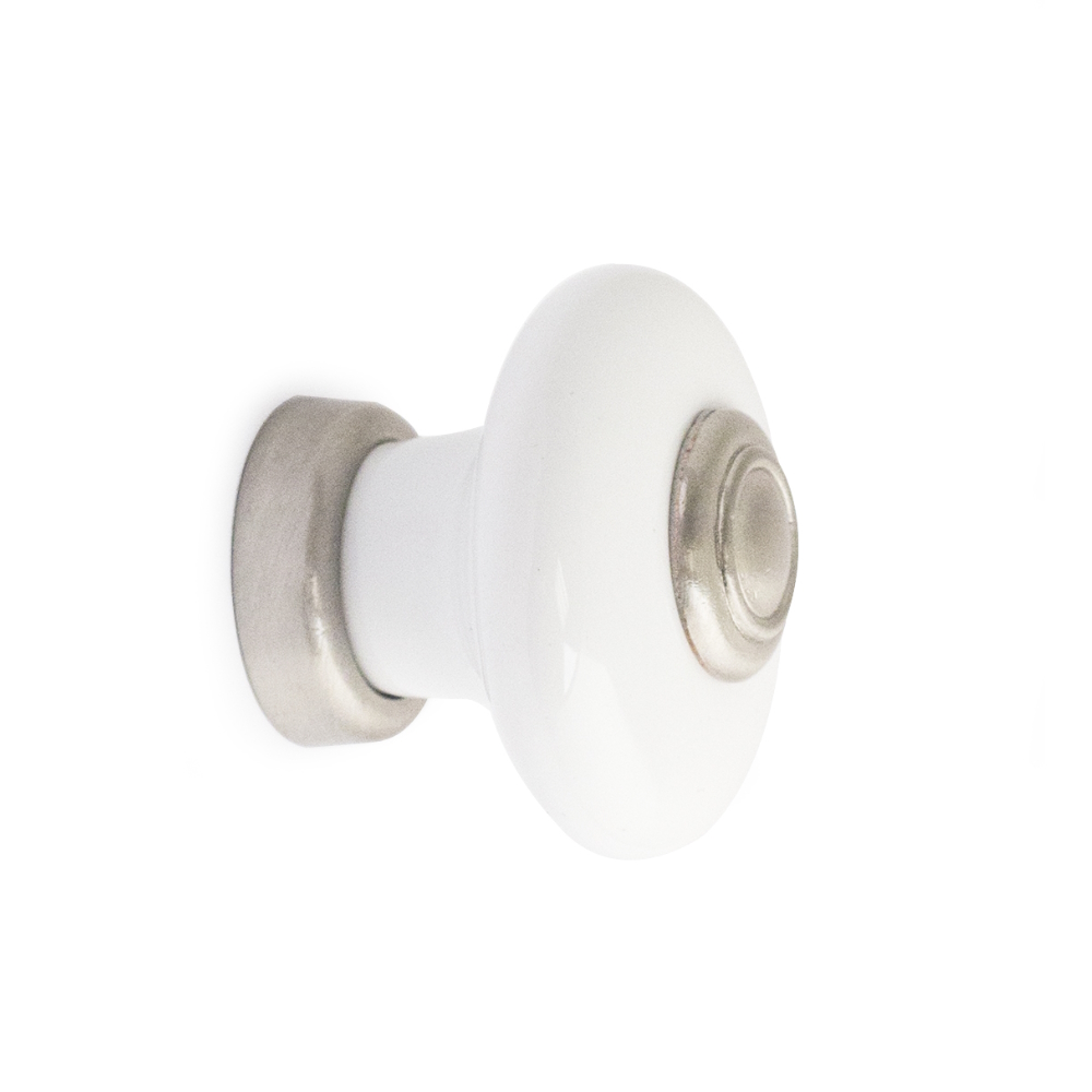 Knopp Erik Porslin Vit/Borstad Nickel, Habo 100405