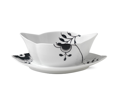 Black Fluted Mega såsskål med fat, 55 cl