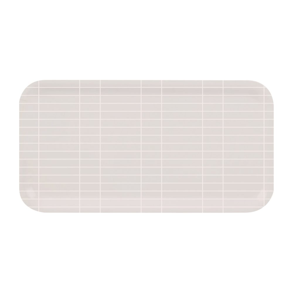 Checks & Stripes bricka 22x43 cm, Beige-vit