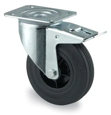 Tente 3377PVR100P62 Länkhjul gummi, broms, platta 105x85 mm 100 mm