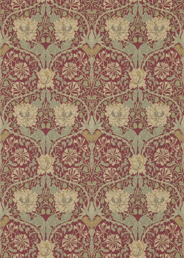Morris & Co - Honeysuckle & Tulip Red/G Morris and Friends Wallpa