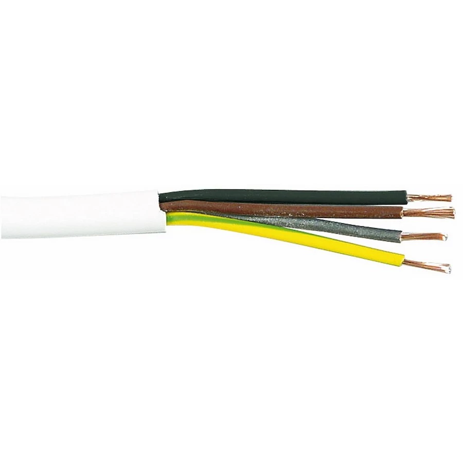 Plastkabel RKK (H05VV-F), 3G0,75 mm² Vit 10m 300/500V