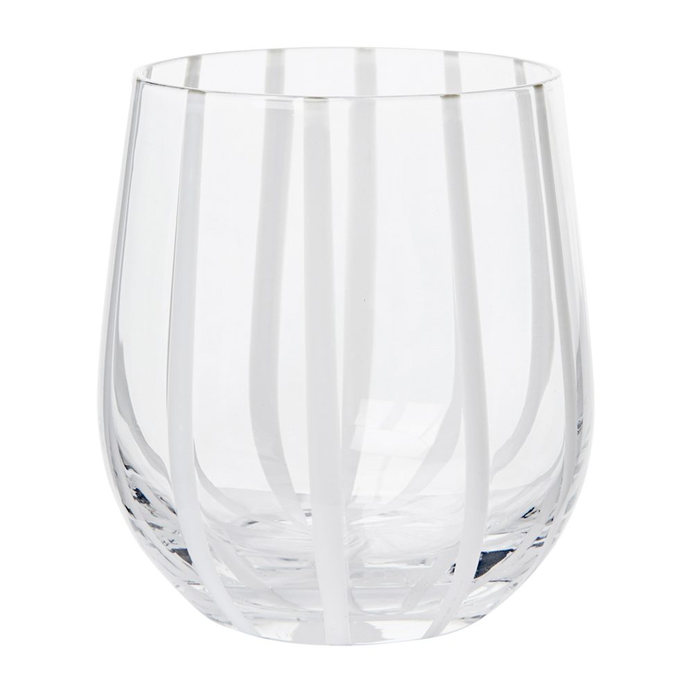 Stripe dricksglas 35 cl, Clear-white stripes