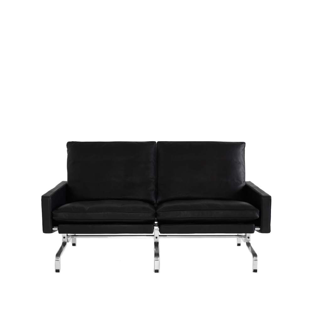 PK31 2-sits soffa, Leather aura black-chrome