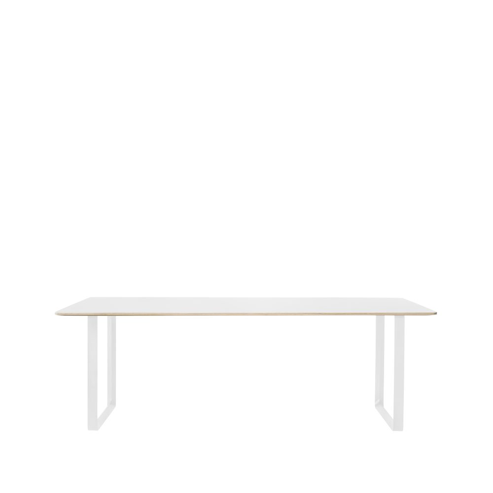 70/70 matbord 255x108 cm, White laminate-Plywood-White