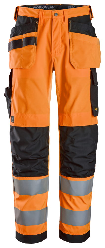 ARBETSBYXA SNICKERS WORKWEAR HF HV KL2, VARSELO/SVART STL 44