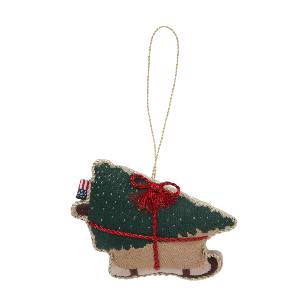 Dog sleigh ekologisk bomull julhänge, Multi